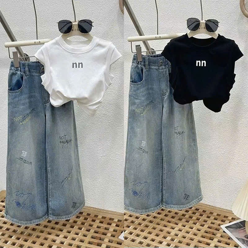 Set Quần Jean Áo Cotton Cho Bé Gái thoải mái