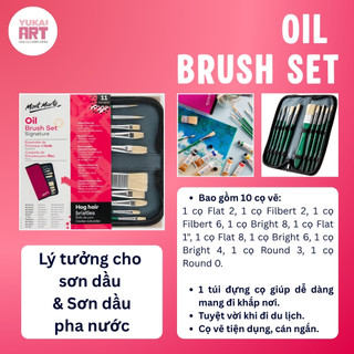 [Hỏa tốc HCM] Bộ 10 Cọ Cao Cấp Kèm Ví Đựng Tiện Lợi Mont Marte (Vẽ Màu Acrylic, Gouache, Sơn Dầu, Màu Nước)