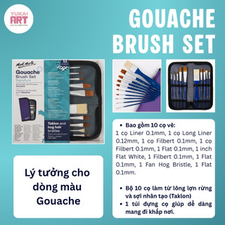[Hỏa tốc HCM] Bộ 10 Cọ Cao Cấp Kèm Ví Đựng Tiện Lợi Mont Marte (Vẽ Màu Acrylic, Gouache, Sơn Dầu, Màu Nước)