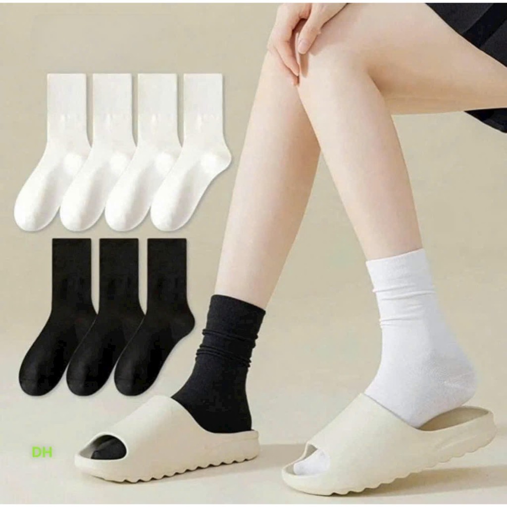 Set 10 đôi tất cổ cao Vớ Cổ Cao Vừa Siêu Mỏng Thoáng Khí Phong Cách Hàn Quốc Thời Trang Cho Nữ