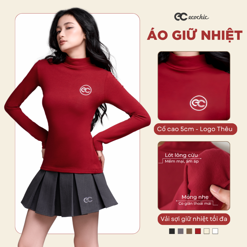 Áo Giữ Nhiệt ECOCHIC Phiên Bản Mới Mềm Mịn Không Tĩnh Điện Giữ Ấm Tốt  Chất Liệu Cotton Cao Cấp B195