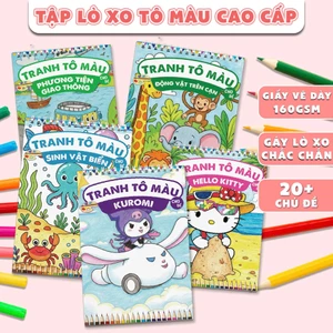 Sổ Tô Màu Học Tiếng Anh 50 Tranh Đa Dạng Chủ Đề Giấy Dày Tô Thoả Thích Lò Xo Cao Cấp
