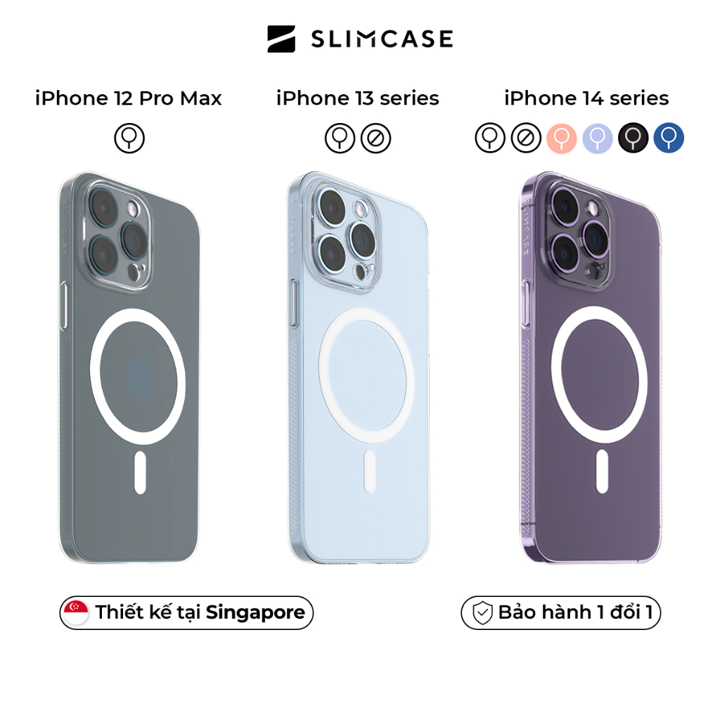 Ốp lưng UNIQUE iPhone 14 / 13 / 12 series trong suốt SLIMCASE - Không ố vàng, siêu mỏng, hỗ trợ sạc không dây