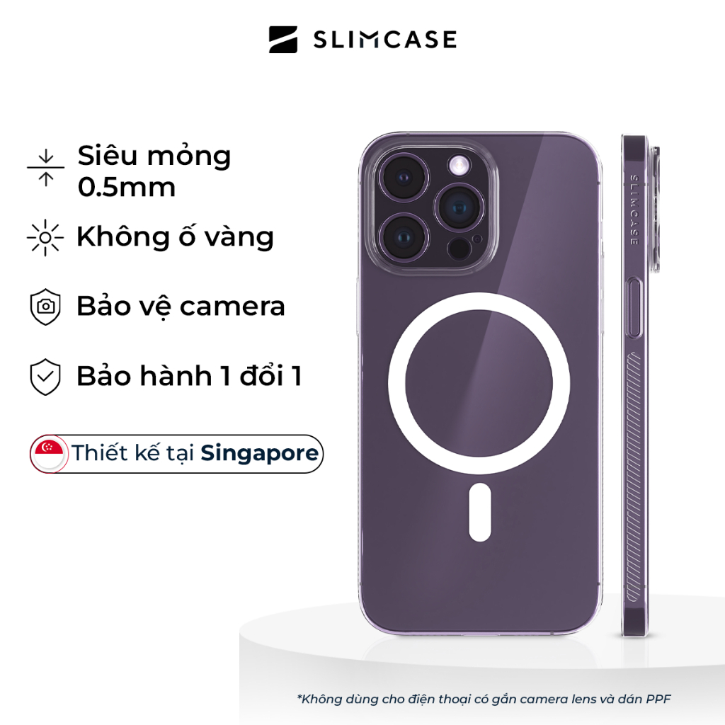Ốp lưng UNIQUE iPhone 14 / 13 / 12 series trong suốt SLIMCASE - Không ố vàng, siêu mỏng, hỗ trợ sạc không dây