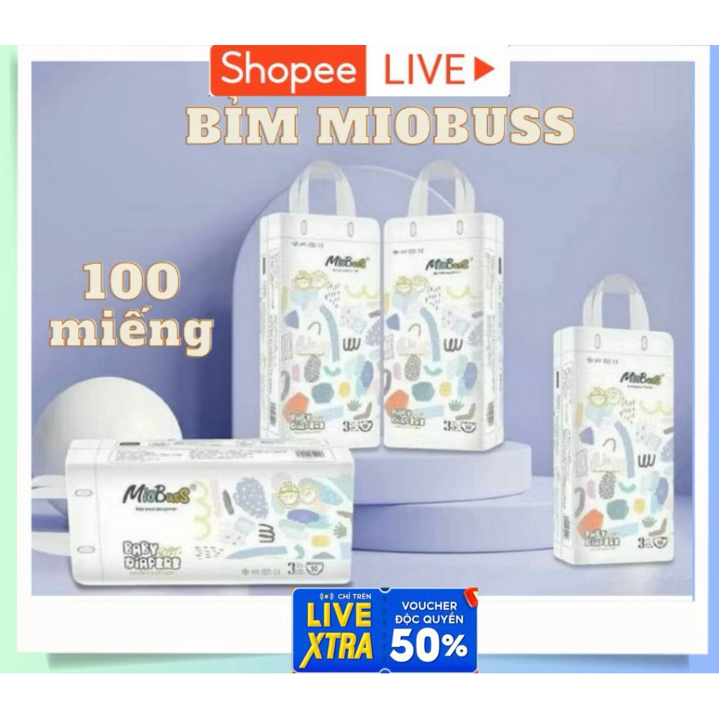 [Rẻ Vô Địch] Combo 100 miếng Bỉm quần Miobus dành cho bé L/XL/2XL/3XL/4Xl mềm mại, thấm tốt, chống hăm