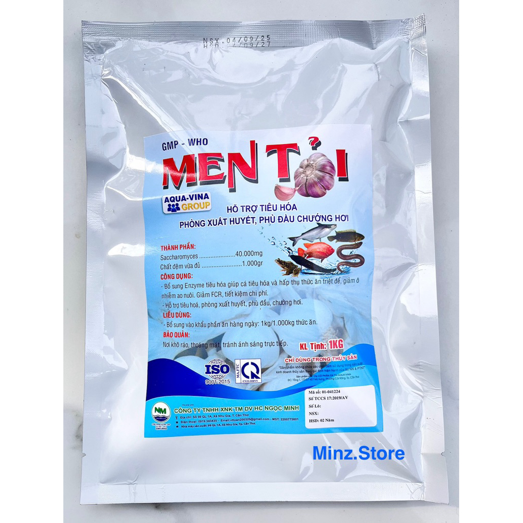 Men Tỏi Ngọc Minh - Hỗ trợ tiêu hoá cho cá, lươn, ếch, baba (Túi 1kg)