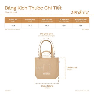 3PhầnTư - Túi Tote Mini Nam Nữ Vải Cotton Pha Nylon Mini Phối Màu Dễ Giặt Giũ - ATTU24002