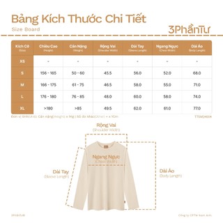 3PhầnTư - Áo Thun Tay Dài Nam Nữ Form Regular 100% Cotton Mềm Thấm Hút Tốt - TTSM24004