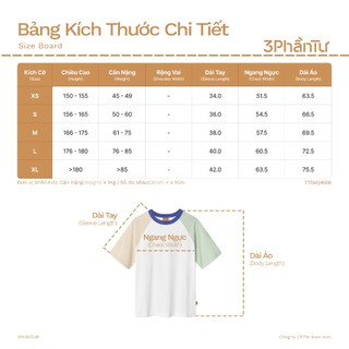 3PhầnTư - Áo Thun Unisex 100% Cotton Tay Ngắn Regular Raglan Đạt Chuẩn Quốc Tế - TTSM24006