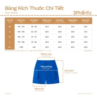 3PhầnTư - Quần Short Cargo Vải Taslan Dù Gió Nhăn Nhẹ Nhàng Thoáng Khí - BSHM24002