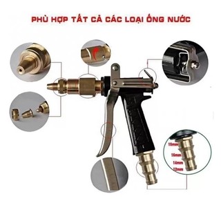 (freeship) Vòi xịt rửa xe áp lực cao nhiều chế độ Bằng thép cao cấp-vòi thép đen