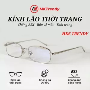 Gọng kính cận thời trang nam nữ MKTRENDY kính lão viễn thị gọng kim loại vuông chống ánh sáng xanh chống tia UV HK6