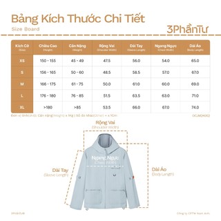 3PhầnTư - Áo Khoác Đa Năng Có Mũ Nam Nữ Vải Taslan Dù Gió Mát Và Thoáng Khí - OCJM24002
