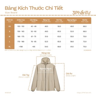 3PhầnTư - Áo Khoác Nam Nữ Vải Gió Dù Chống Nắng Và Tia UV Có Mũ Rộng Mỏng Nhẹ - OUVM24001