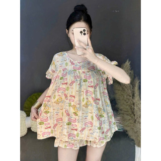 Đồ Bộ Tole Nữ Đùi Babydoll Mặc Nhà, Bộ Tole Lanh Chất Liệu Mềm Mát Siêu Hút Mồ Hôi <65kg