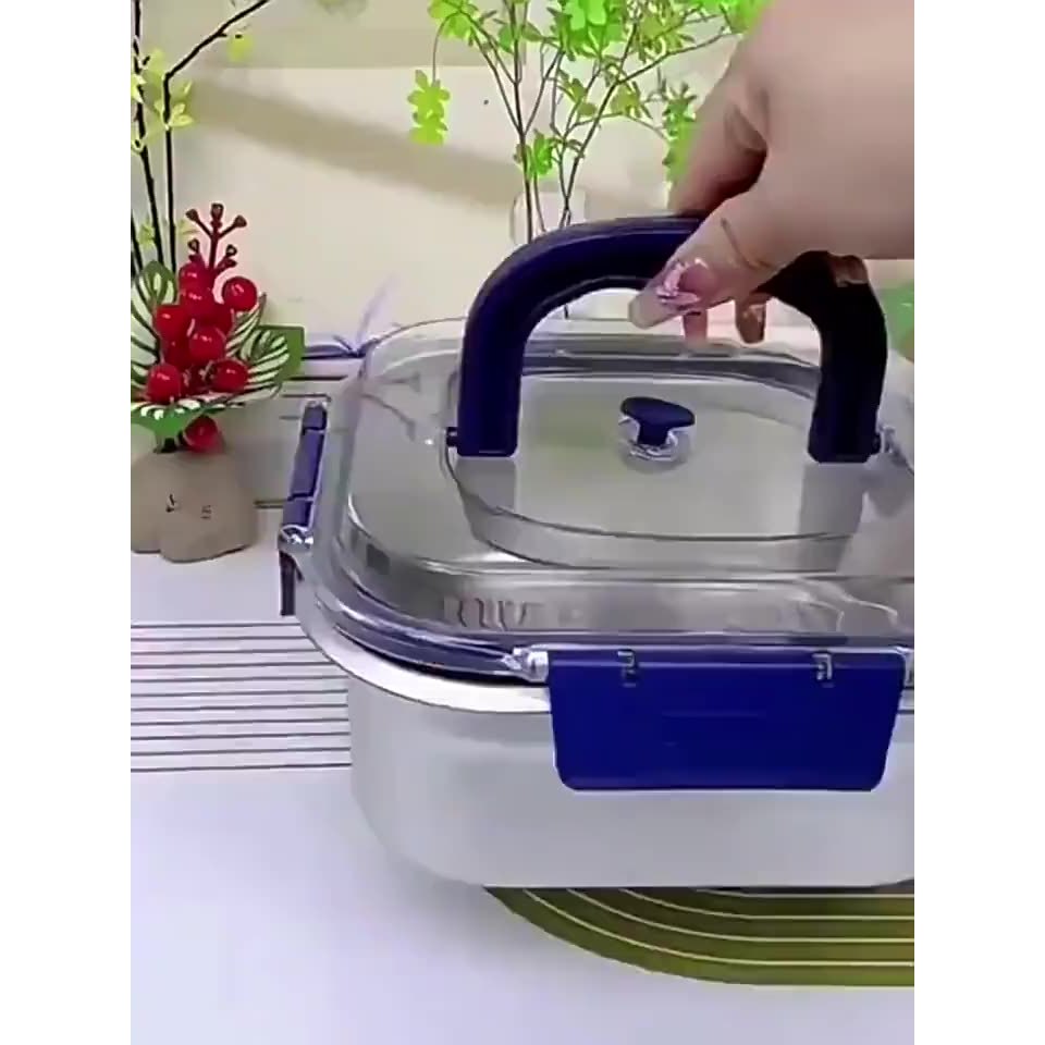 Hộp Đựng Thực Phẩm 1800ml Có Quai Cầm Tiện Lợi – Hộp Cơm Du Lịch, Cắm Trại, Dã Ngoại, Chất Liệu An Toàn
