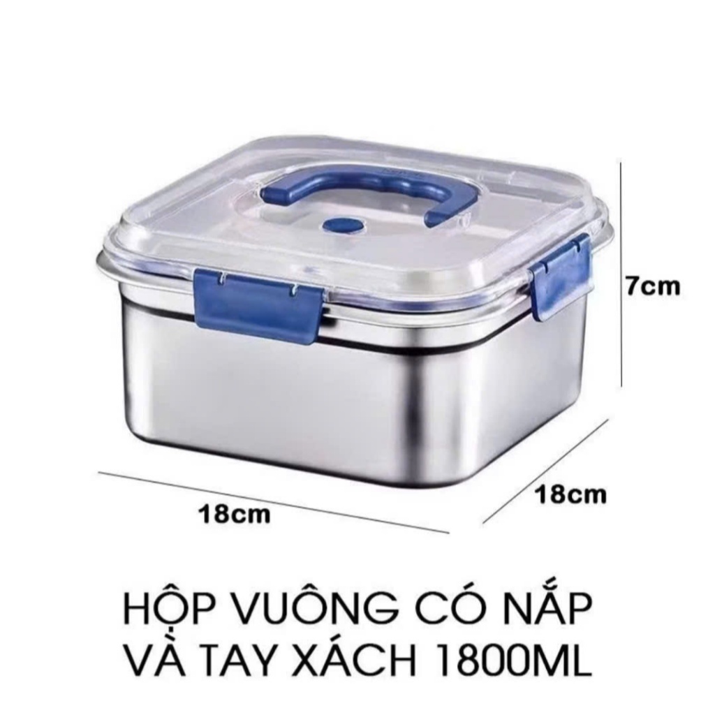 Hộp Đựng Thực Phẩm 1800ml Có Quai Cầm Tiện Lợi – Hộp Cơm Du Lịch, Cắm Trại, Dã Ngoại, Chất Liệu An Toàn