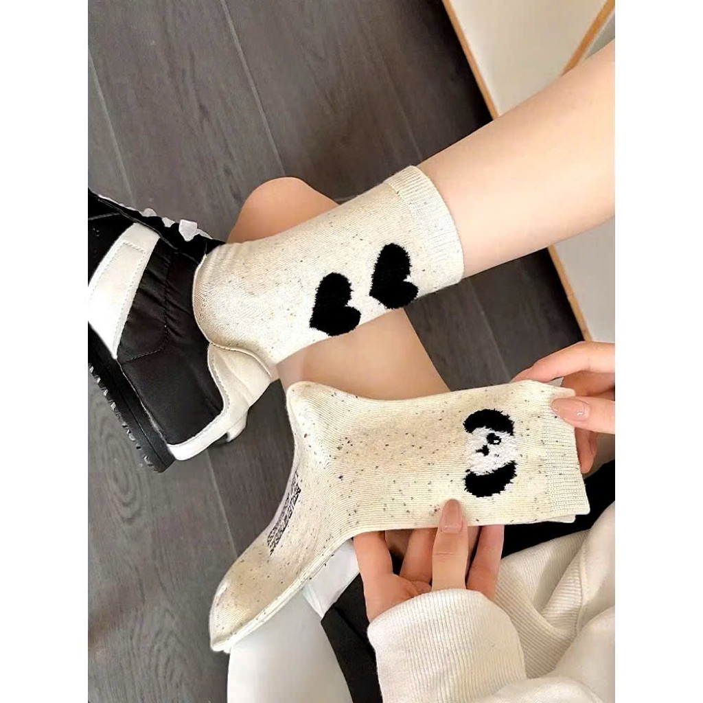 Tất cổ cao nữ họa tiết gấu,nơ,cherry cute,chất cotton phong cách Hàn Quốc