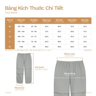 3PhầnTư - Quần Dài Parachute Ống Rộng Vải Taslan Dù Gió Nhăn Lưng Chun Dây Rút Ống - BCGM25001