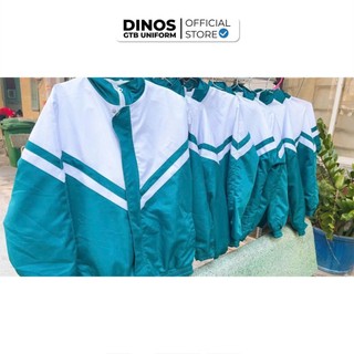 Áo Khoác DINOS GTB Đồng Phục Học Sinh Vải Dù Lót Lưới Màu Xanh Phối Trắng
