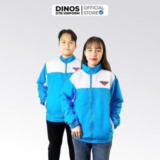 Áo Khoác DINOS GTB Đồng Phục Học Sinh Vải Dù Lót Lưới Màu Xanh Phối Trắng