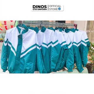 Áo Khoác DINOS GTB Đồng Phục Học Sinh Vải Dù Lót Lưới Màu Xanh Phối Trắng