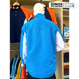 Áo Khoác DINOS GTB Đồng Phục Học Sinh Vải Dù Lót Lưới Màu Xanh Phối Trắng
