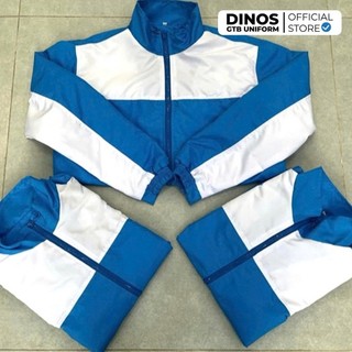 Áo Khoác DINOS GTB Đồng Phục Học Sinh Vải Dù Lót Lưới Màu Xanh Phối Trắng