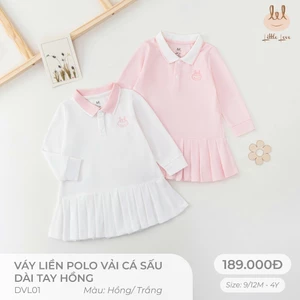 Váy liền polo cá sấu dài tay hồng dành cho bé Lil Little Love (DVL01)
