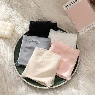 Quần lót nữ su lụa băng lạnh thoáng mát viền ren gợi cảm đáy cotton kháng khuẩn khử mùi DEVARI L369