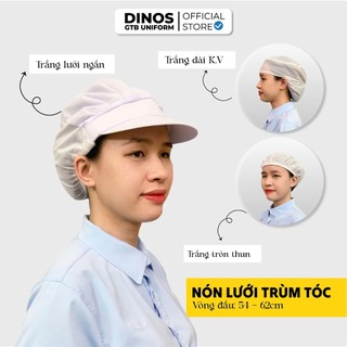 Nón Lưới Trùm Tóc Dinos Dáng Ngắn Cho Công Nhân Thủy Sản, Thực Phẩm -  Màu Trắng