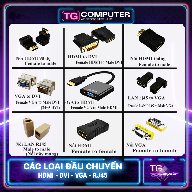 Đầu chuyển tín hiệu hdmi to dvi - vga to dvi - nối dây hdmi - nối dây ...