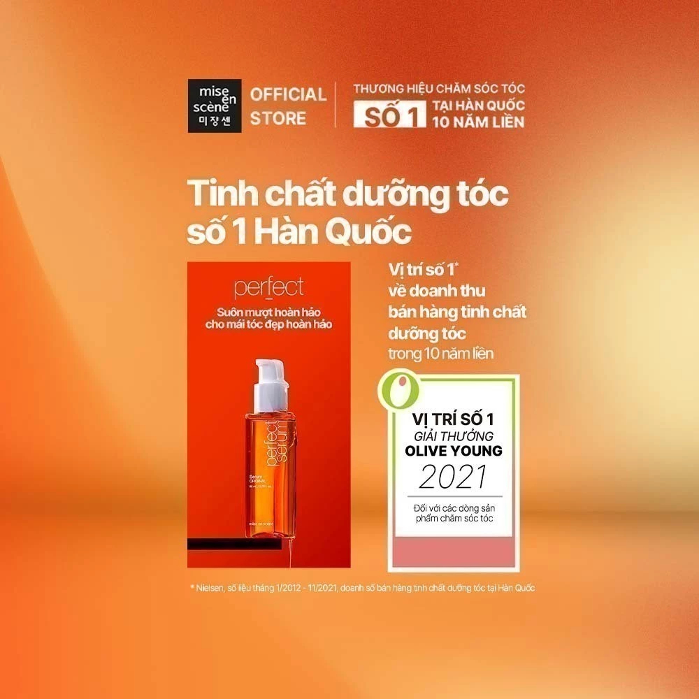 Tinh chất dưỡng tóc mise en scène Perfect Serum từ 7 loại dầu dưỡng cao cấp, phục hồi hư tổn 80ml