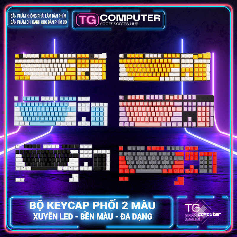Bộ Keycap Phối 2 Màu Độc Đáo Xuyên LED, sắc nét , Phù Hợp Bàn Phím Cơ ...
