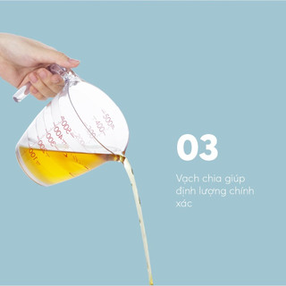 Combo 2 cốc đong Yoko Inochi nhựa nguyên sinh an toàn dùng được lò vi sóng vạch chia rõ ràng định lượng chính xác