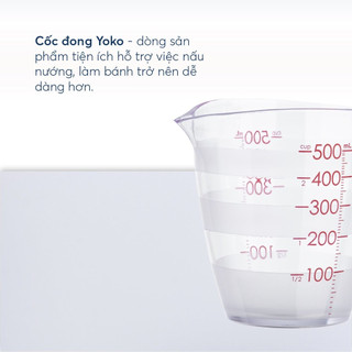 Combo 2 cốc đong Yoko Inochi nhựa nguyên sinh an toàn dùng được lò vi sóng vạch chia rõ ràng định lượng chính xác
