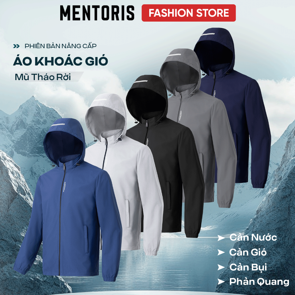 Áo khoác gió nam nữ cao cấp Mentoris, Áo khoác nam Chống gió, chống bụi, cản nước, giữ nhiệt MAG01
