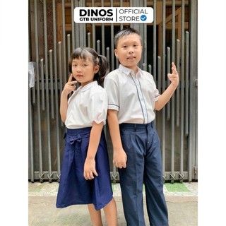 Chân Váy Học Sinh Dinos Vải Terin Gân Kiểu Xếp Ly Màu Xanh Đen Cho Bé Tiểu Học