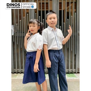 Chân Váy Học Sinh Dinos Vải Terin Gân Kiểu Xếp Ly Màu Xanh Đen Cho Bé Tiểu Học