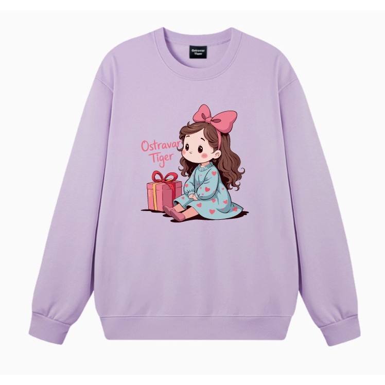 Áo Sweater nữ HappyTee - Mẫu Sweater cho nữ Cô bé Công chúa bên hộp quà dễ thương