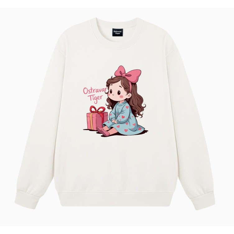 Áo Sweater nữ HappyTee - Mẫu Sweater cho nữ Cô bé Công chúa bên hộp quà dễ thương