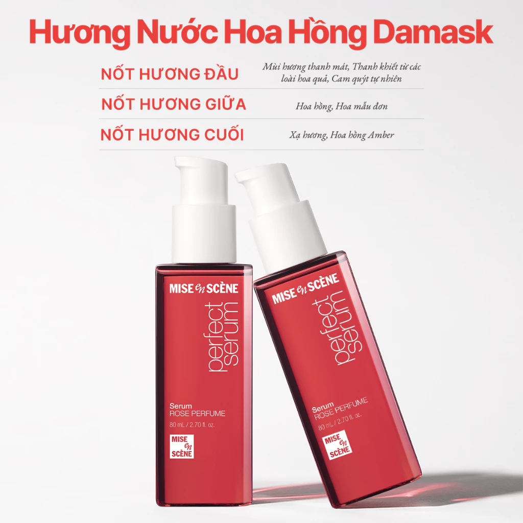 Tinh chất dưỡng tóc mise en scène Perfect Serum Rose Perfume 80ml phục hồi tóc hư tổn, hương hoa hồng Damak