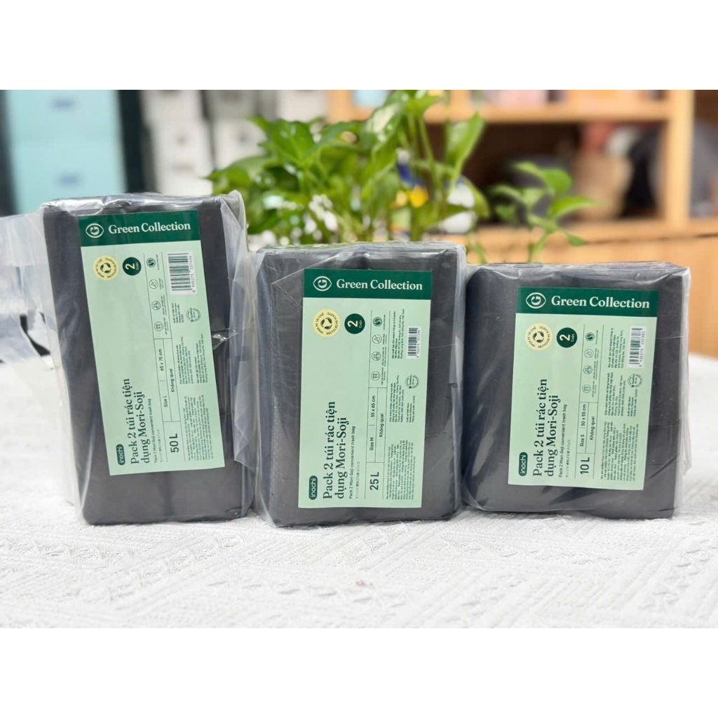 [NEW] Pack 2 túi rác MORI-SOJI từ nhựa tái sinh KHÔNG CÓ QUAI, Dày dặn, Chống thấm nước & rò rỉ