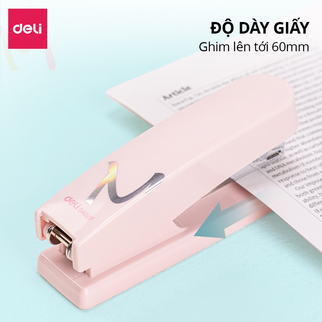 Dập Ghim 2 Chế Độ Màu Pastel Deli 50 Trang Dùng Ghim 24/6 Hoặc 26/6 Nhỏ Gọn Tiện Lợi Học Sinh Văn Phòng