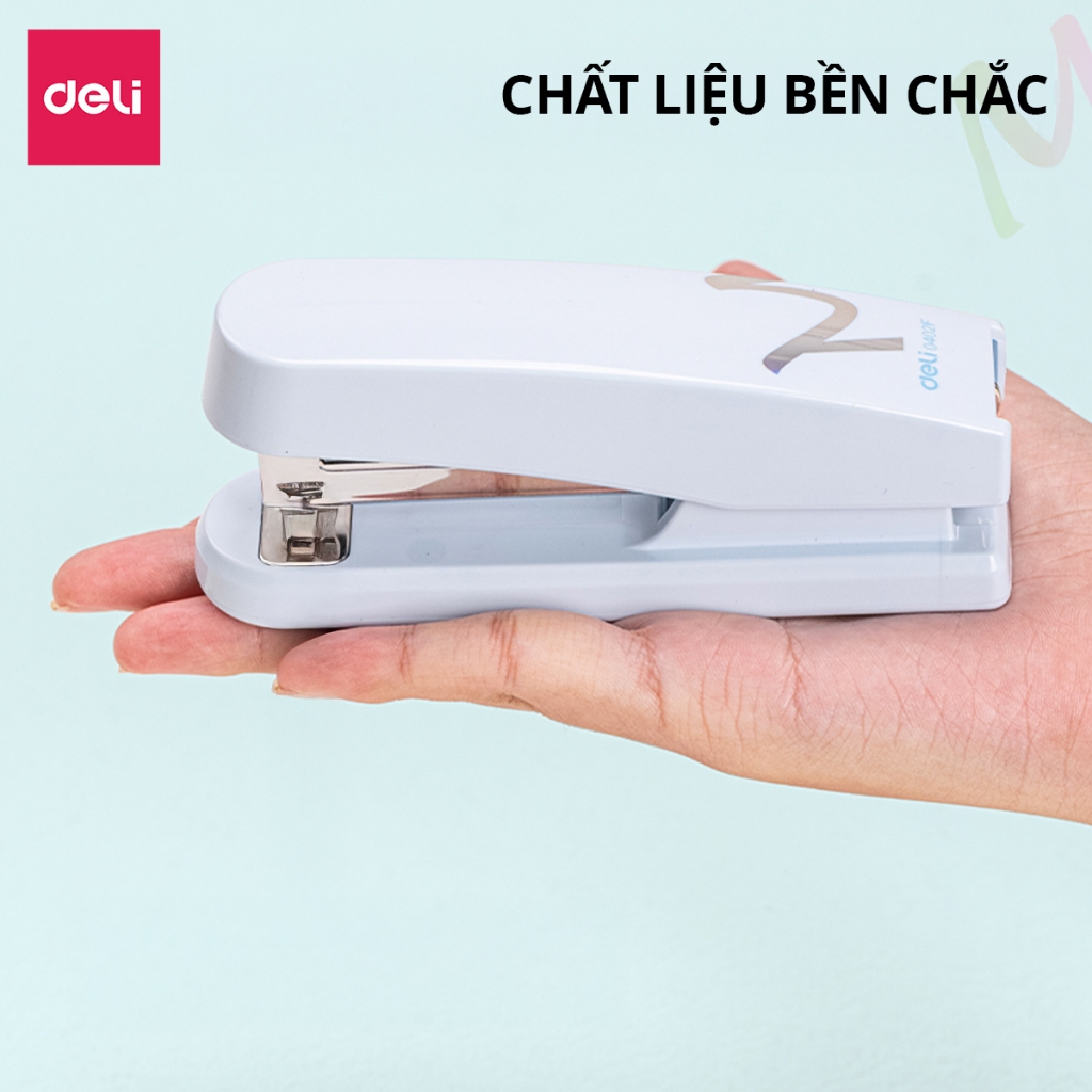 Dập Ghim 2 Chế Độ Màu Pastel Deli 50 Trang Dùng Ghim 24/6 Hoặc 26/6 Nhỏ Gọn Tiện Lợi Học Sinh Văn Phòng
