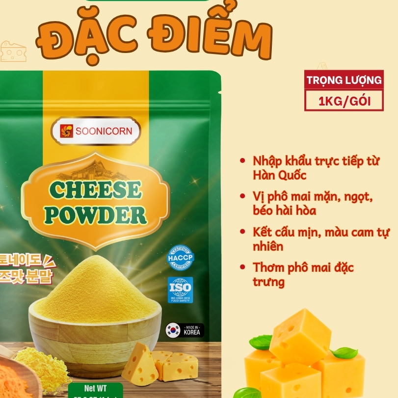 Bột Phô Mai Hàn Quốc Cao Cấp Tomato T&P Gói 1Kg, Bột Lắc Khoai Tây Chiên, Làm Sốt Phô Mai -PMCC15