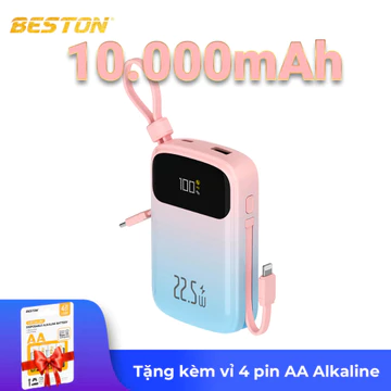 Beston Sạc Dự Phòng 10.000mAh - 20.000mAh Dung Lượng Cao Hỗ Trợ Sạc Nhanh Tích Hợp Cáp Sạc Tiện Lợi