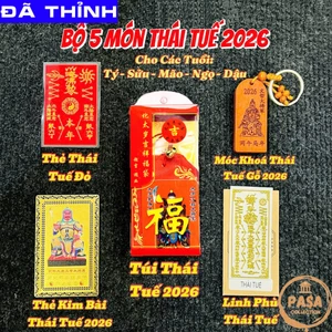 Sét 5 Món Thái Tuế 2026: Túi Thái Tuế - Móc Khóa - Kim Bài Thái Tuế - Phù Thái Tuế Bình an May mắn