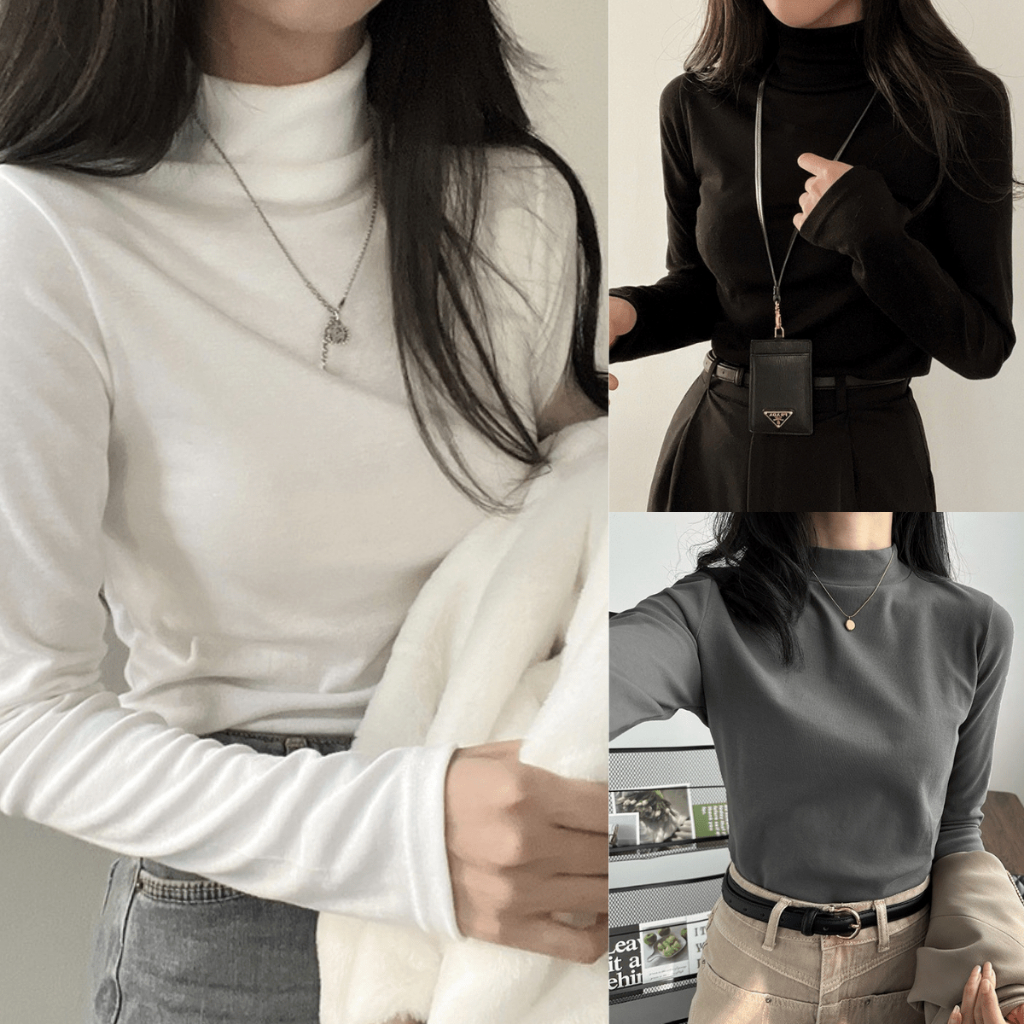 Áo Giữ Nhiệt Nữ LÓT NỈ Co Giãn 4 Chiều Cổ Cao 3 Phân Áo Giữ Nhiệt Ôm BODDY Tôn Dáng Dễ Phối Đồ MIAA