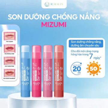 Son Dưỡng Chống Nắng MizuMi Skincare UV Lip Glassy Balm SPF50+ PA++++ 3.5g – Dưỡng Ẩm, Dưỡng Hồng Môi
